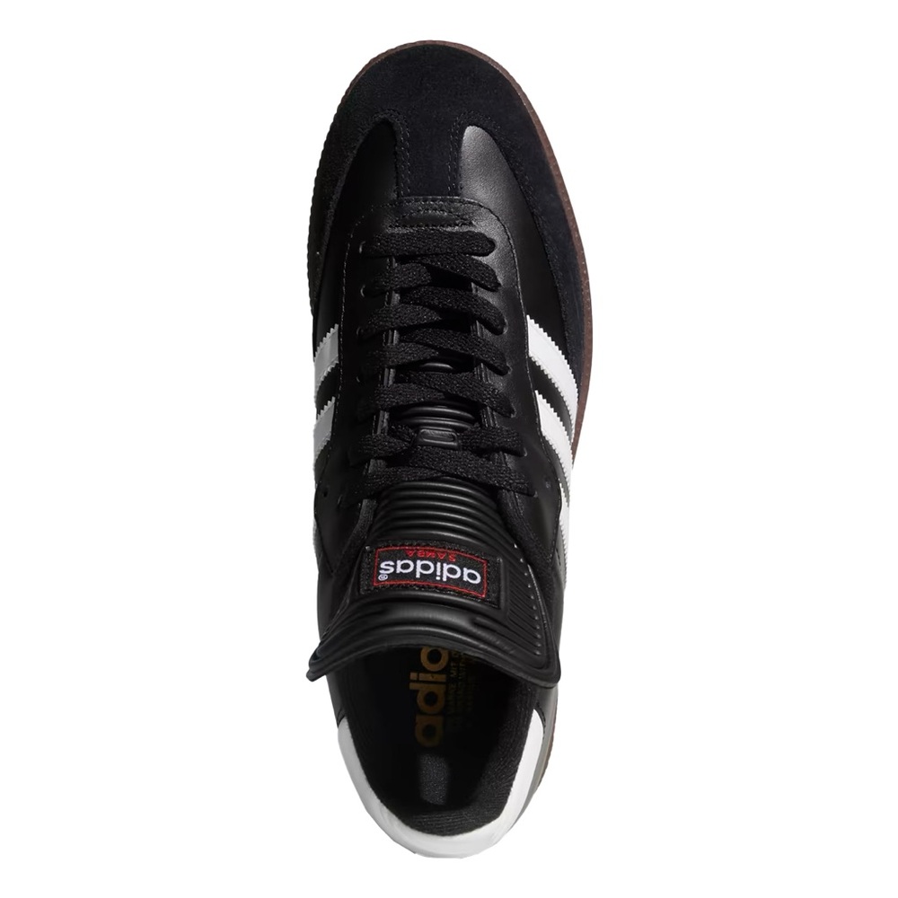 adidas Men’s Black classic Sneakers with White Stripes and Gum Sole - Picture 5 of 6